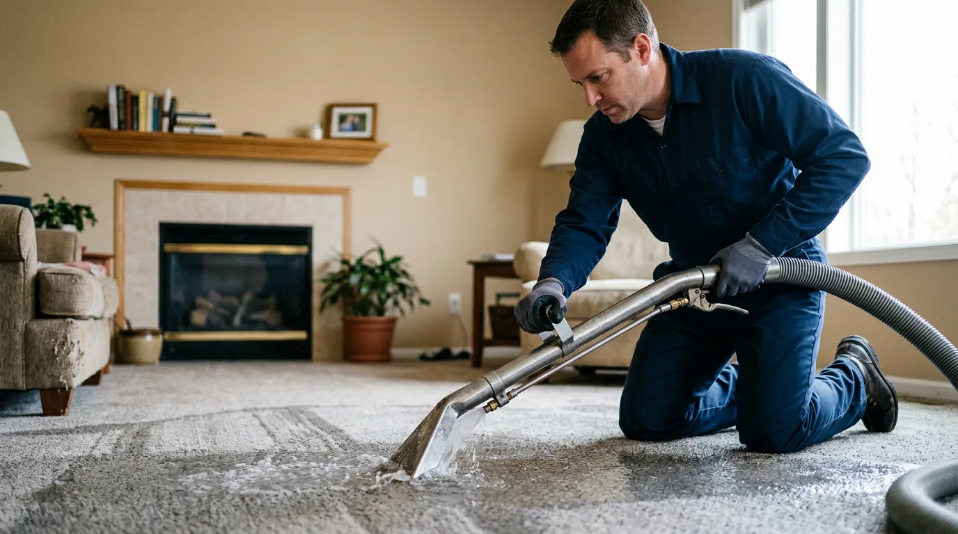 Water damage restoration technician working near Castalia, OH